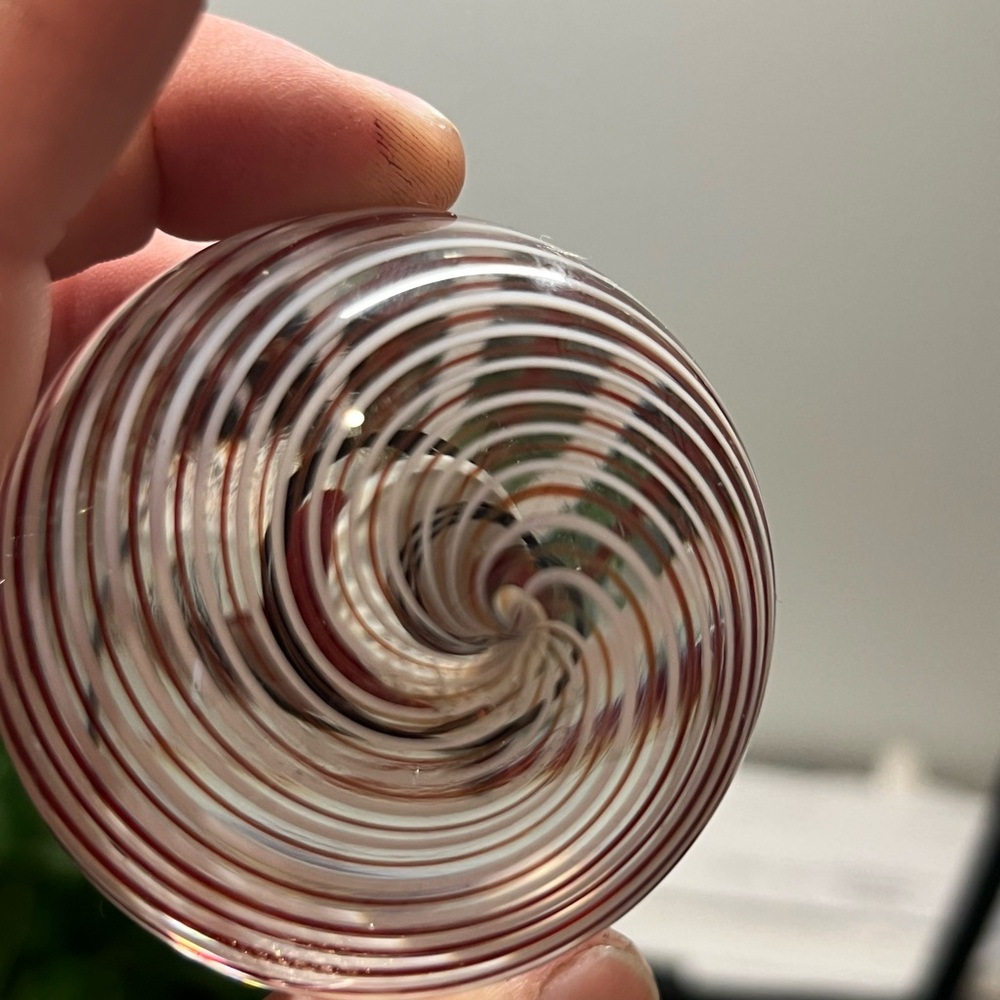 Vintage Artisan Handblown Glass Marble- Red Swirl Home Art - Picture 5 of 5